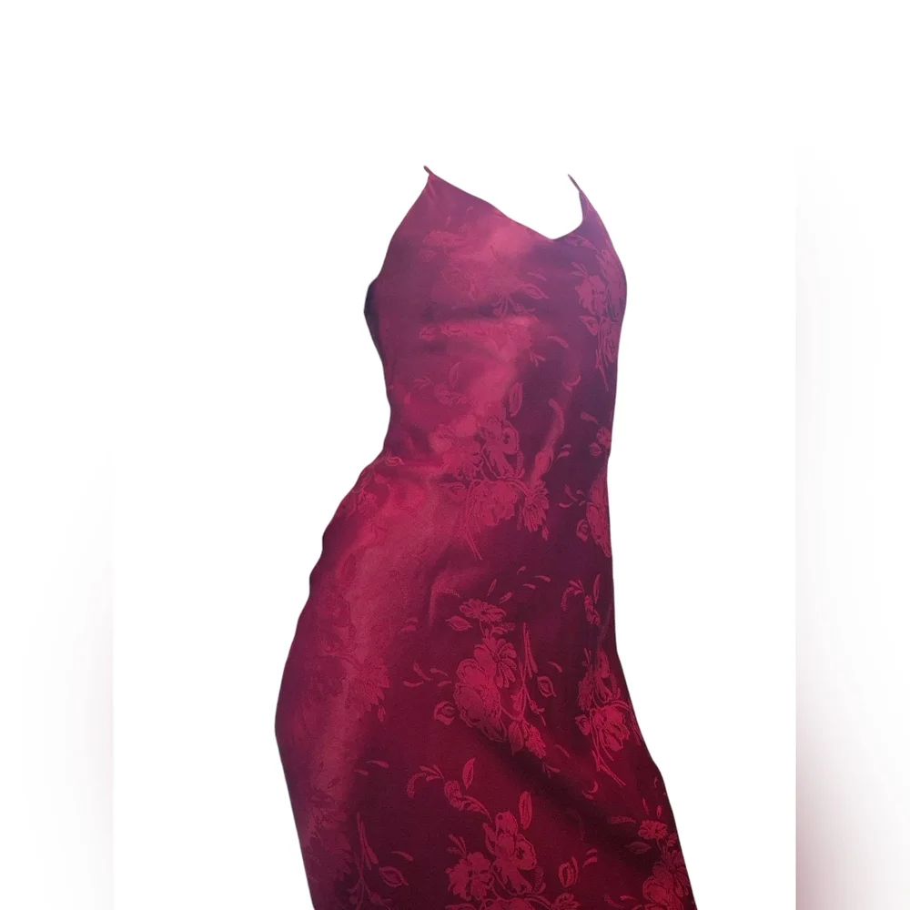 Vintage Jeremy Scott 90's Red Floral Maxi Slip Dress Braemar Petites - Picture 2 of 12
